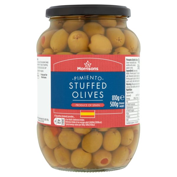 Morrisons Pimento Stuffed Green Olives In Brine (820g)