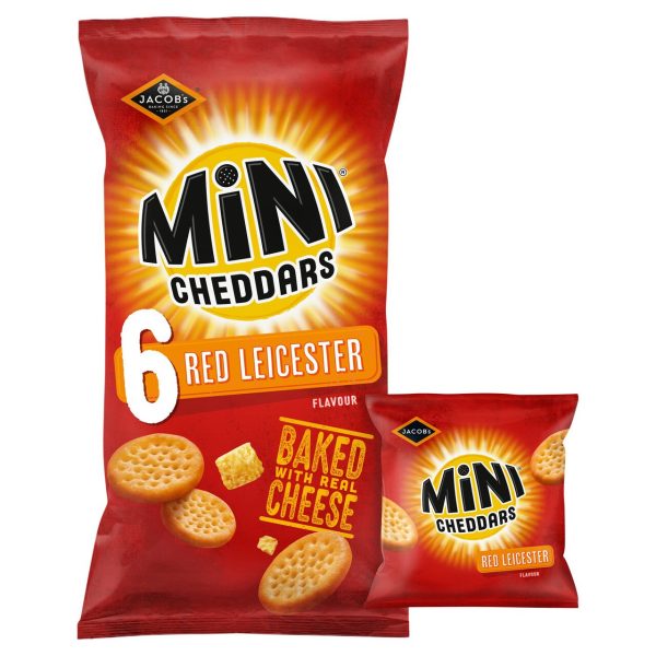 Jacob's Mini Cheddars Red Leicester Multipack Snacks 6 Pack Multipack