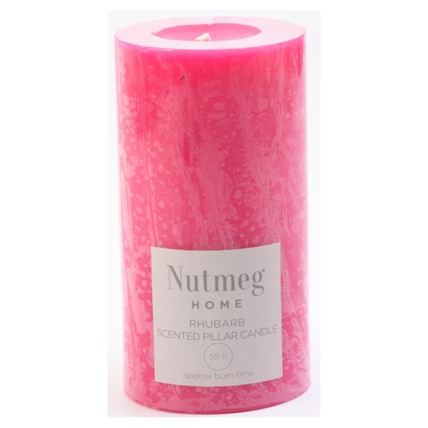 Nutmeg Home Scented Pillar Candle Rhubarb Pink