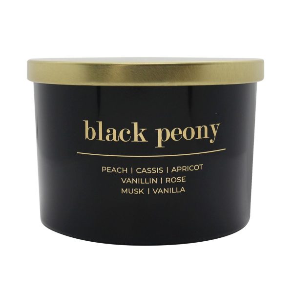 Nutmeg Home Black Peony Candle With Gold Lid