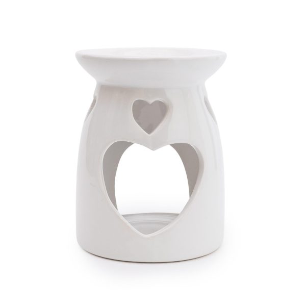 White Ceramic Heart Oil Burner