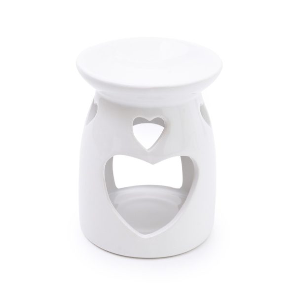 White Ceramic Heart Oil Burner