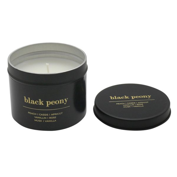 Nutmeg Home Black Peony Tin Candle