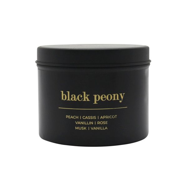 Nutmeg Home Black Peony Tin Candle