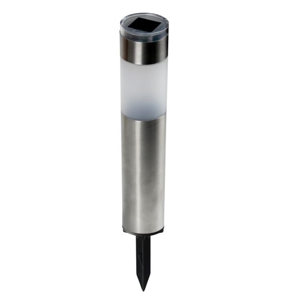 Nutmeg Solar Bollard Light Brushed Steel & White