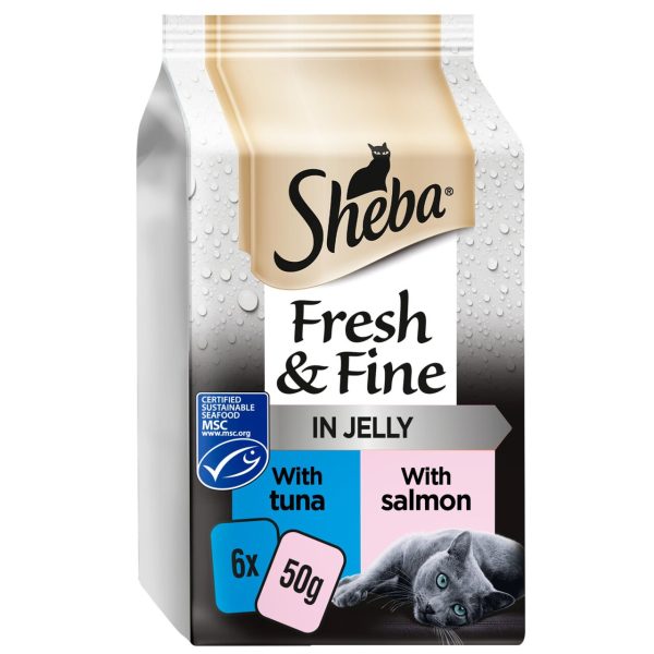 Sheba Fresh & Fine Wet Cat Food Pouches Tuna & Salmon in Jelly