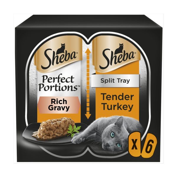 Sheba Perfect Portions Adult Wet Cat Food Trays Turkey in Gravy