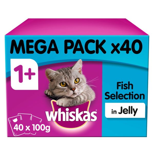 Whiskas Adult Wet Cat Food Pouches Fish In Jelly Mega Pack