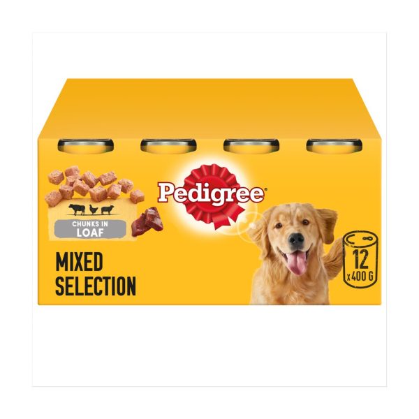 Pedigree Can Adult Dog Wet Chunks in loaf Original, Chicken & Lamb 12x400g