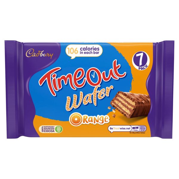 Cadbury Timeout Chocolate Orange Wafer Biscuit Bar Multipack Pack Of 7