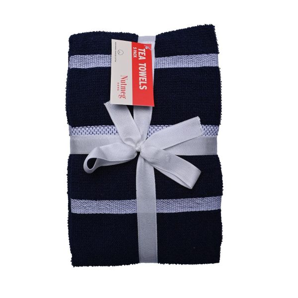 Nutmeg Navy Cotton Rich Terry Tea Towel