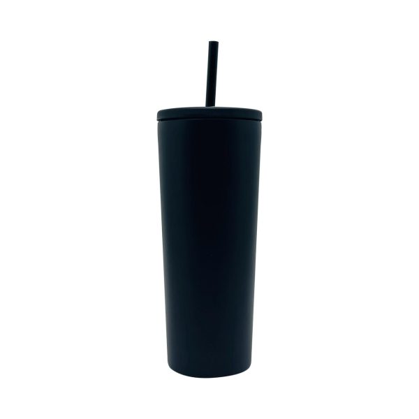 Nutmeg Home Stainless Steel Straw Tumbler Black