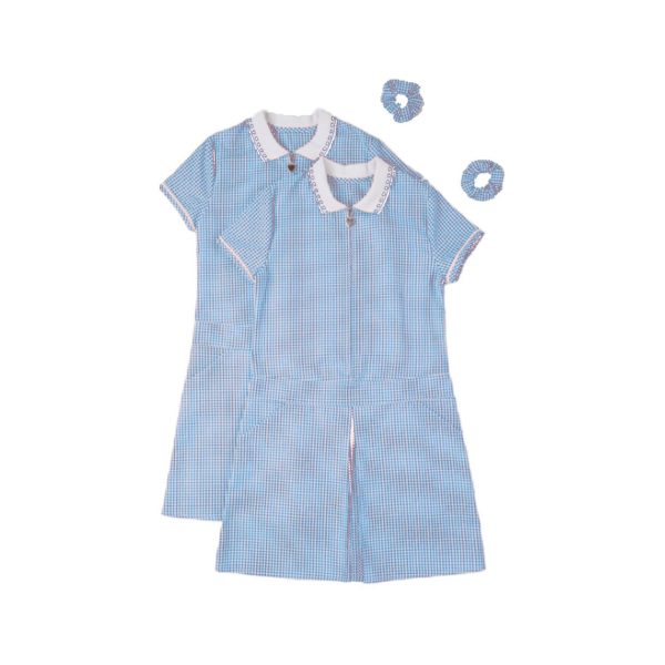 Nutmeg Sporty Gingham Blue Dress Age 6-7 Years