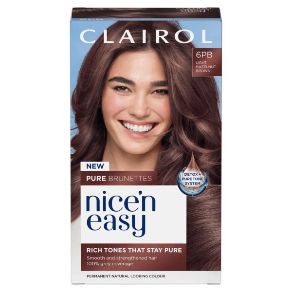 Clairol Nice'N Easy Pure Brunettes Hair Dye Light Hazelnut Brown 6PB