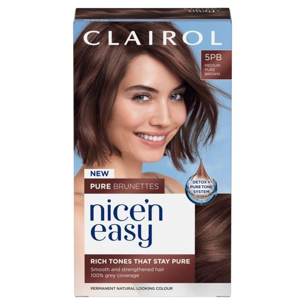 Clairol Nice'N Easy Pure Brunettes Hair Dye Medium Mocha Brown 5PB