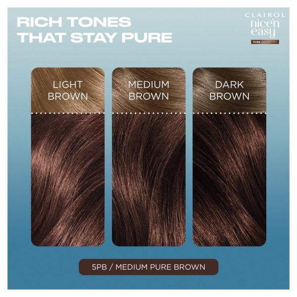 Clairol Nice'N Easy Pure Brunettes Hair Dye Medium Mocha Brown 5PB