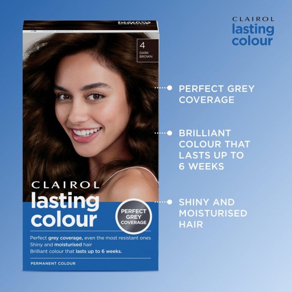 Clairol Lasting Colour Permanent Hair Dye 4 Dark Brown