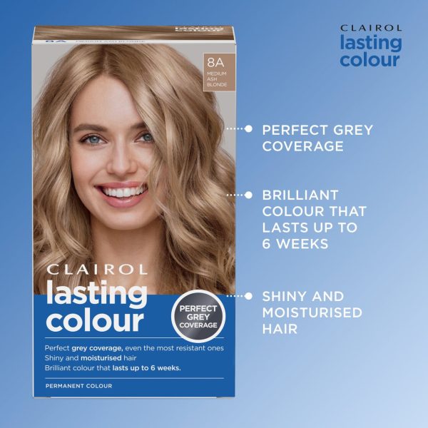 Clairol Lasting Colour Permanent Hair Dye 8a Medium Ash Brown