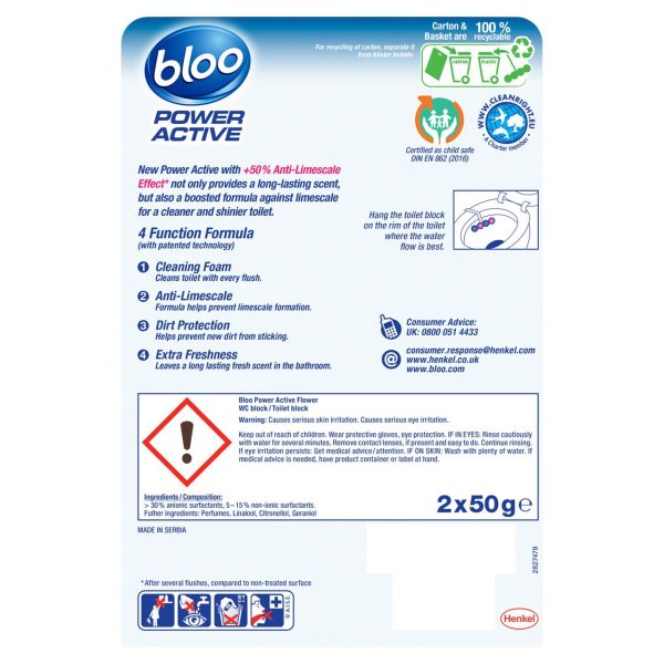 Bloo Power Active Flowers Twin Toilet Rim Block