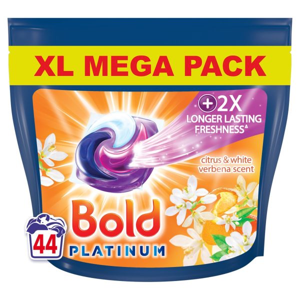 Bold All-In-1 Platinum Pods Washing Liquid Capsules Citrus pack of 44