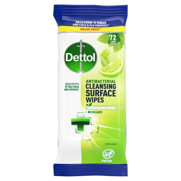 Dettol Antibacterial Biodegradable Cleansing Surface Wipes Lime & Mint