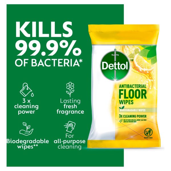 Dettol Multi Purpose Antibacterial Floor Cleaning Wipes Lemon