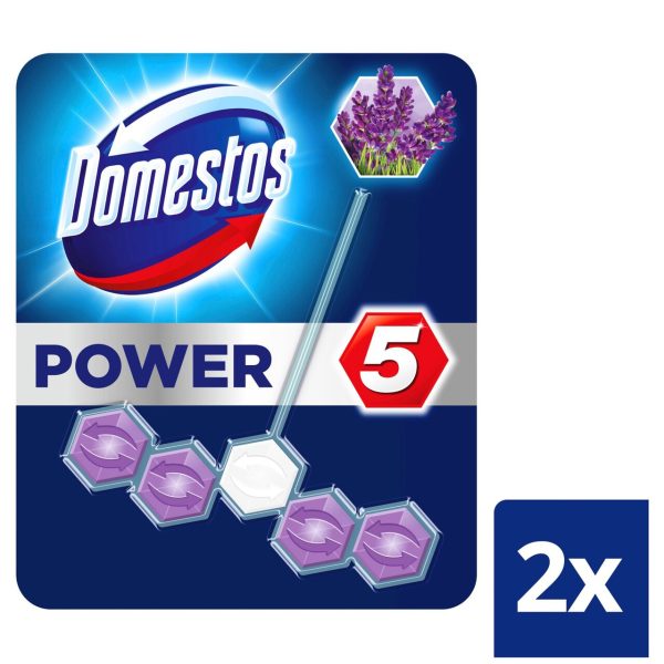 Domestos Power 5 Lavender Toilet Rim Block 2pc