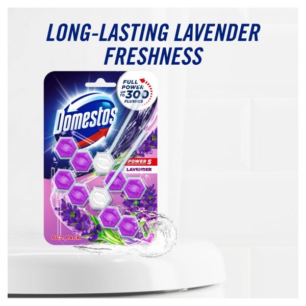 Domestos Power 5 Lavender Toilet Rim Block 2pc