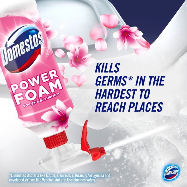 Domestos Power Foam Toilet & Bathroom Cleaner Spray Floral Burst