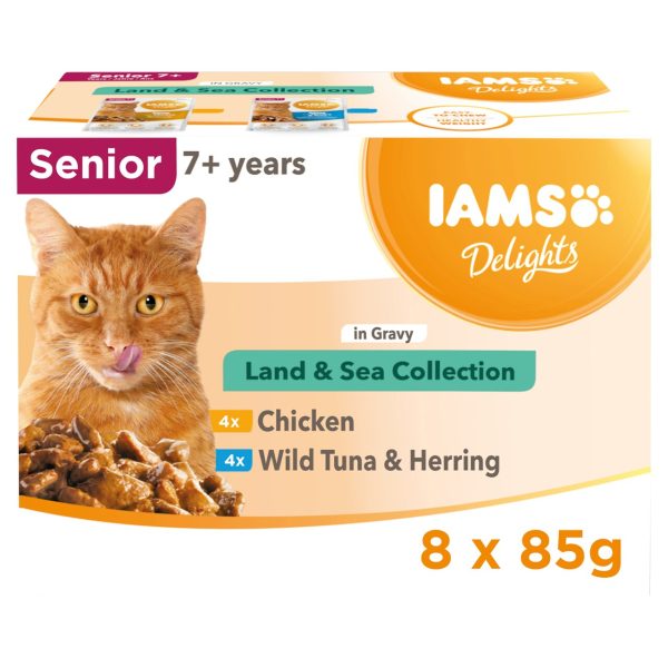 Iams Delights Senior 7+ Cat Land & Sea Collection Pouches In Jelly