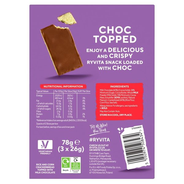 Ryvita Crispy Snacks Milk Chocolate Snack Packs