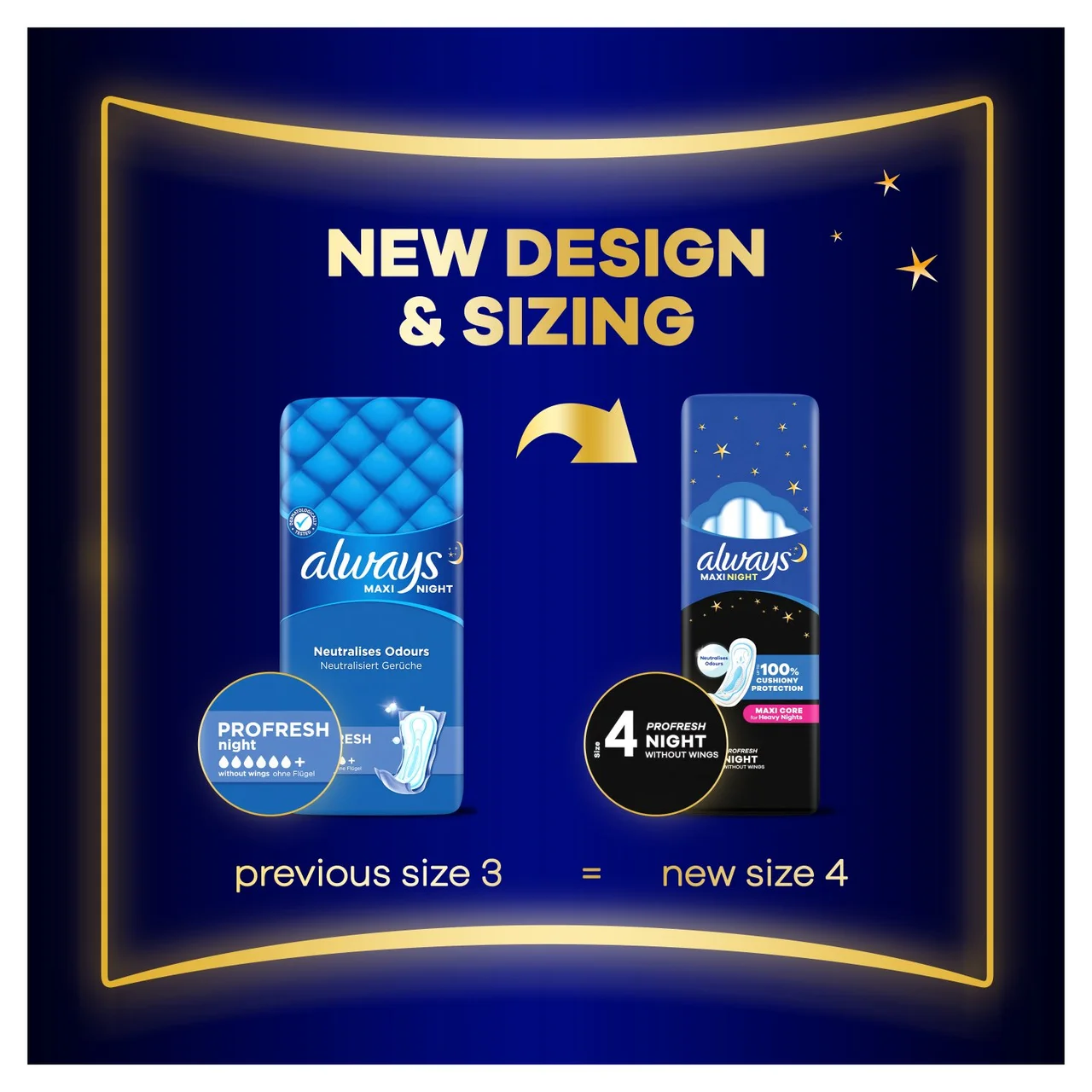 Always Maxi Profresh Night Sanitary Towels Without Wings 9 Pads