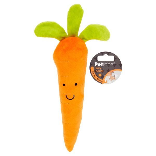 Petface Foodie Faces Furry Carrot Dog Toy