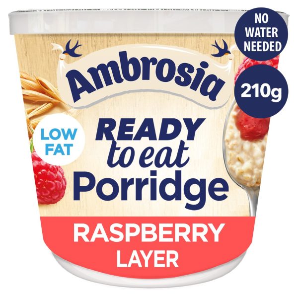 Ambrosia Ready to Eat Porridge Pot with Raspberry Layer