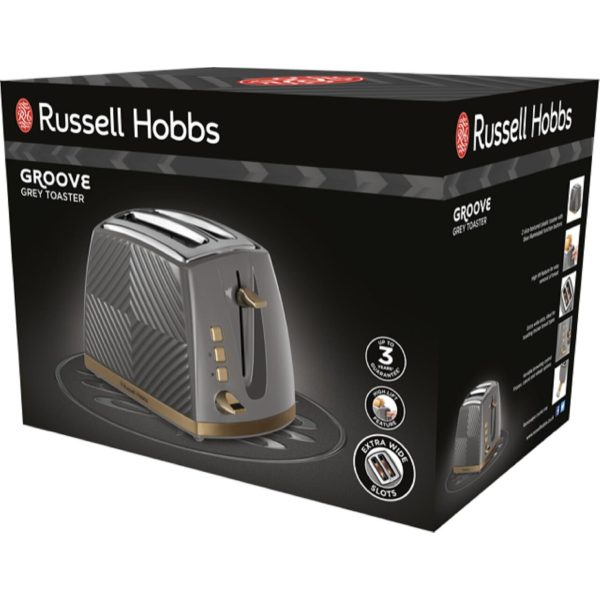 Russell Hobbs Groove 2 Slice Toaster Grey