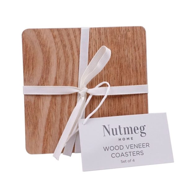 Nutmeg Home Wood Veneer Coasters Set of