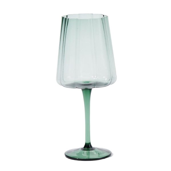 Nutmeg Home Floral Green Wine Glass