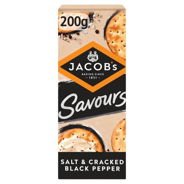 Jacob's Savours Bakes Salt & Cracked Black Peppers Crackers