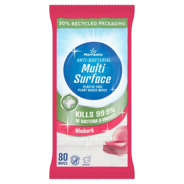 Antibacterial Plastic Free Wipes Rhubarb