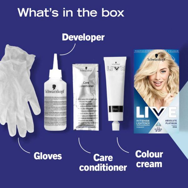 Schwarzkopf LIVE Lightener Permanent Blonde Hair Dye Absolute Platinum