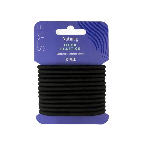 Nutmeg Women Thick Black Hair Elastics