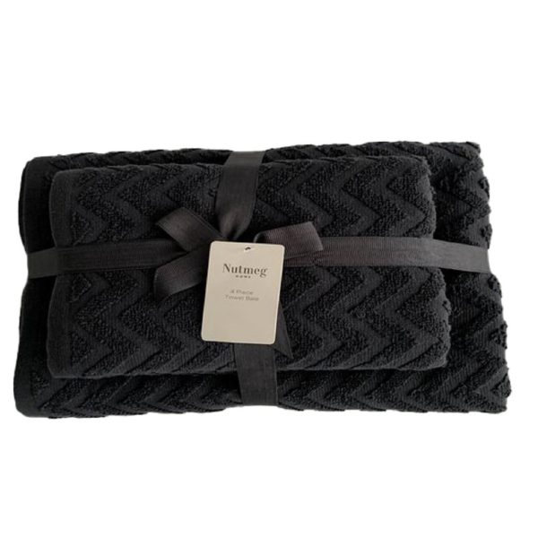 Nutmeg 4 Piece Grey Textured Bath Towel