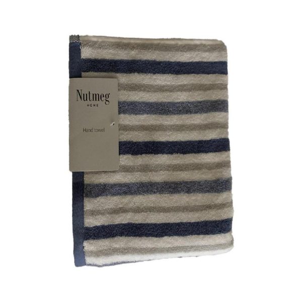 Nutmeg Home Blue & Grey Stripe Hand Towel