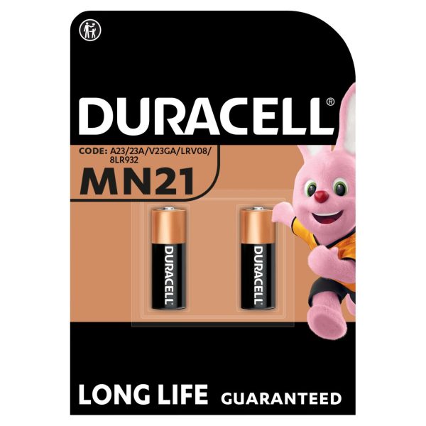 Duracell Alkaline MN21 Batteries 12V (A23 / 23A / V23GA)