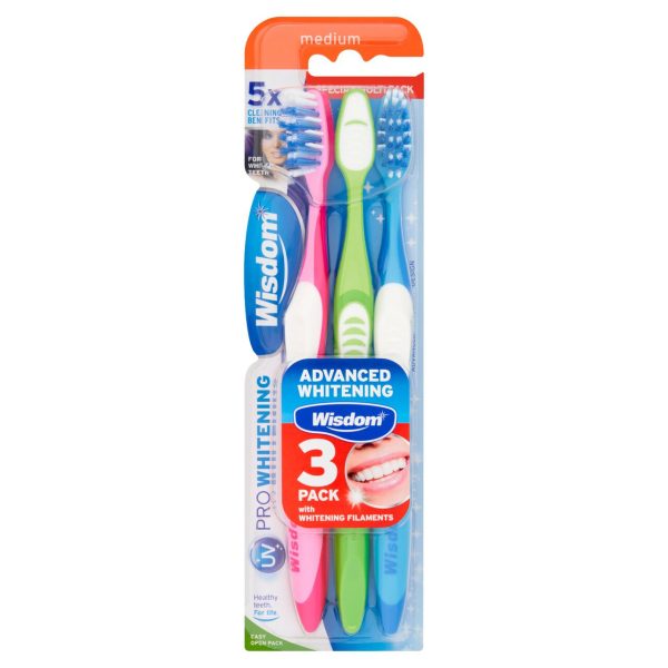 Wisdom UV Pro Whitening Triple Pack Medium Toothbrushes