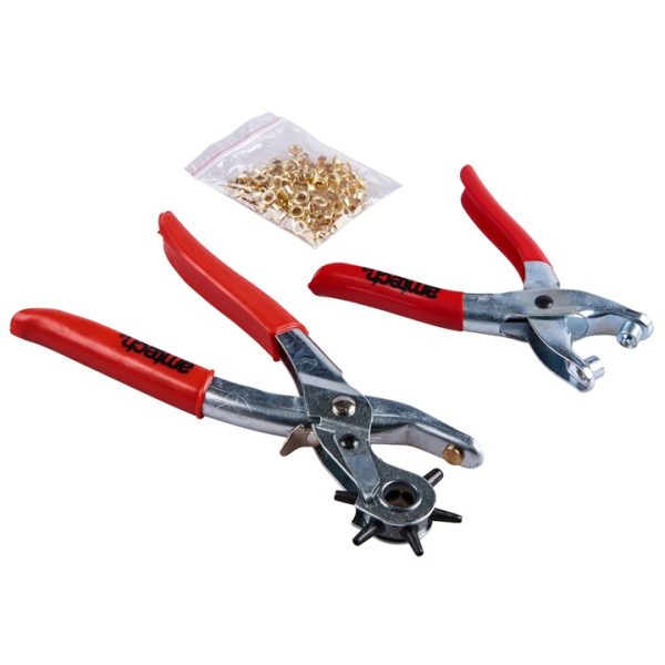 Leather punch and eyelet plier set