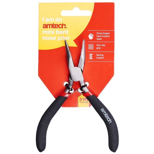 Mini bent nose pliers with spring