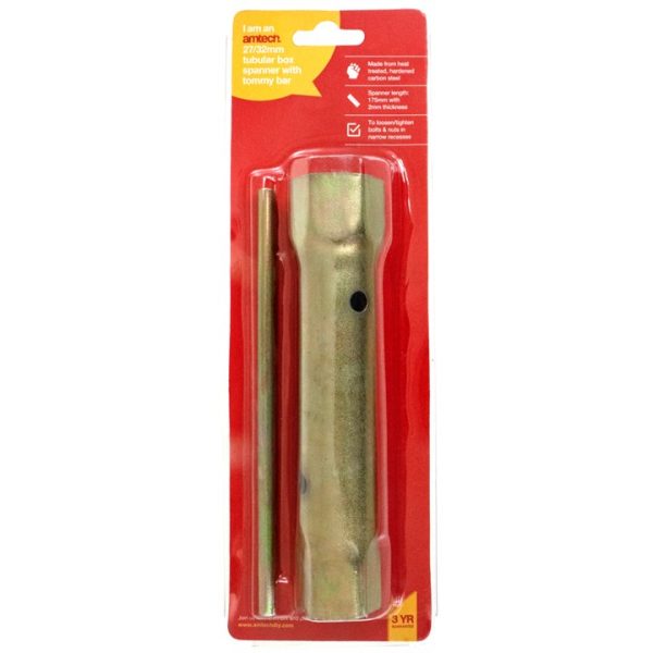 Tubular box spanner with Tommy bar