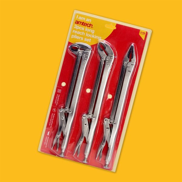 3 Pcs long reach locking pliers set