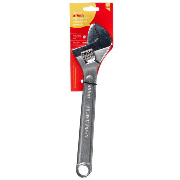 300mm (12") Adjustable wrench with 34mm (1.3") jaw opening